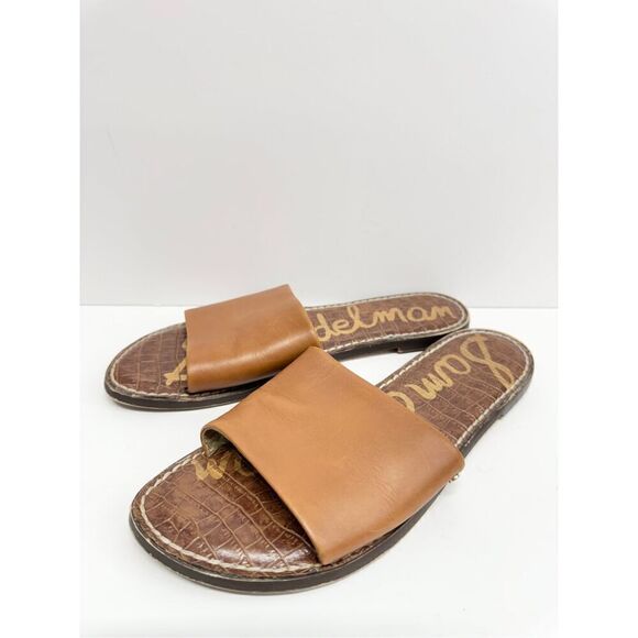 Sam Edelman Leather Sandals Size 9.5 Tan Open Toe Genesis Slides - Picture 4 of 9